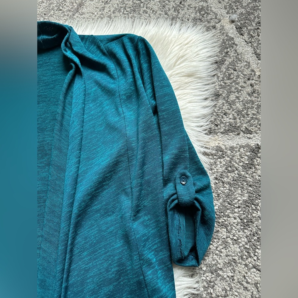 Teal drape front cardigan - Picture 3 of 4